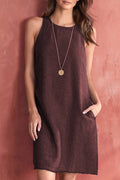 Casual Basis Solid Solid Color O Neck Vest Dress Dresses(5 Colors)