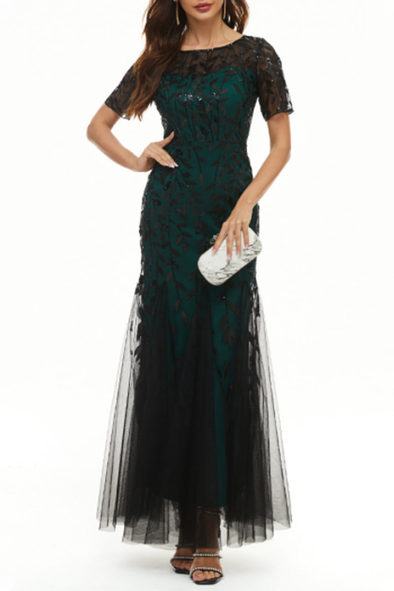 Celebrities Elegant Patchwork Sequins O Neck Evening Dress Dresses(11 Colors)
