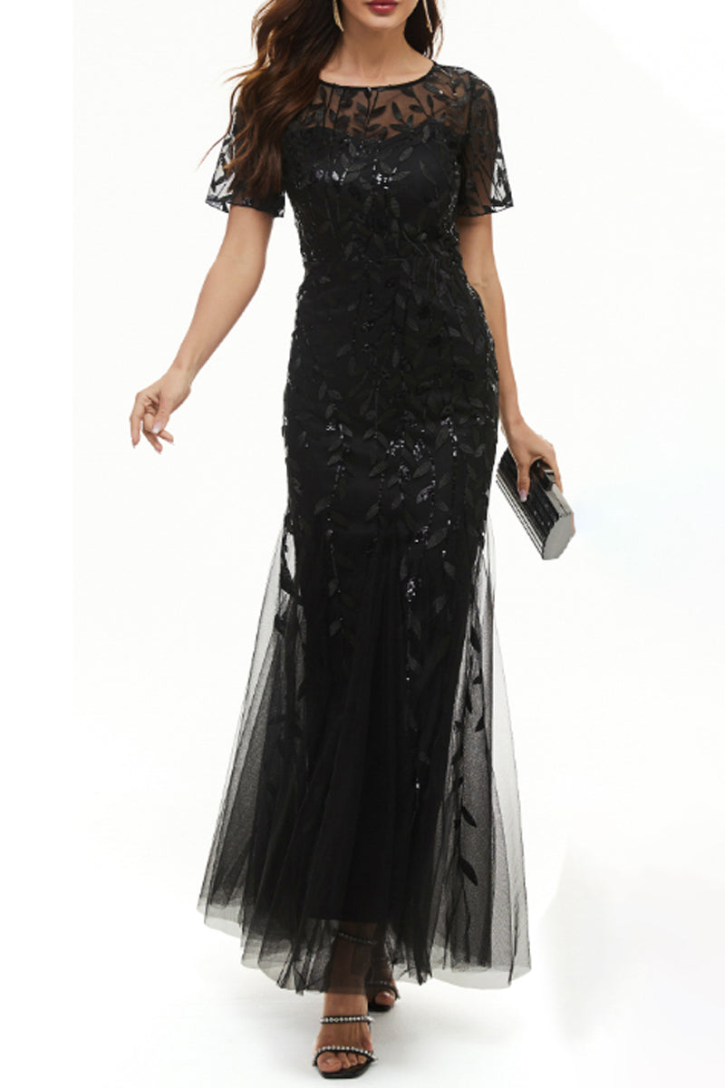 Celebrities Elegant Patchwork Sequins O Neck Evening Dress Dresses(11 Colors)