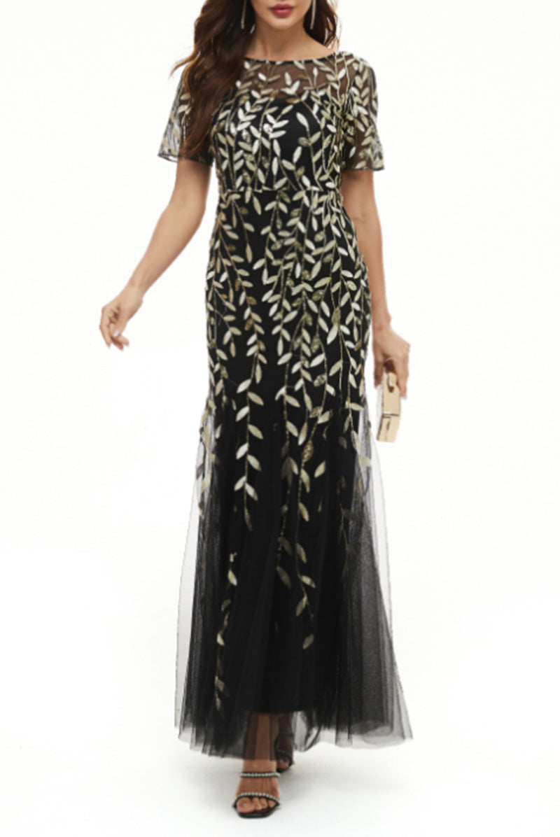 Celebrities Elegant Patchwork Sequins O Neck Evening Dress Dresses(11 Colors)