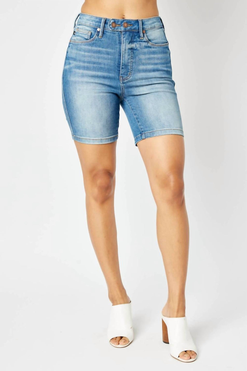 Judy Blue - High Waist Tummy Control Double Button Bermuda Shorts