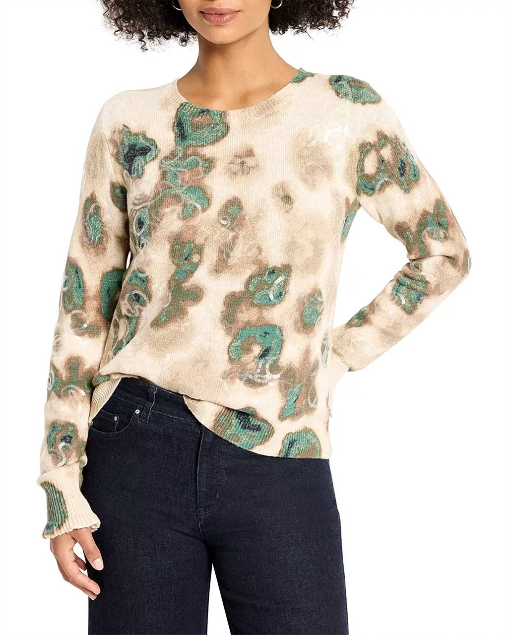 Nic + Zoe - Camo Shine Crew Neck Sweater