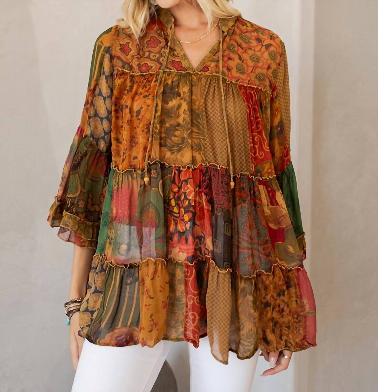 Young Threads - Overdyed Chinese Collar Jhabla Top