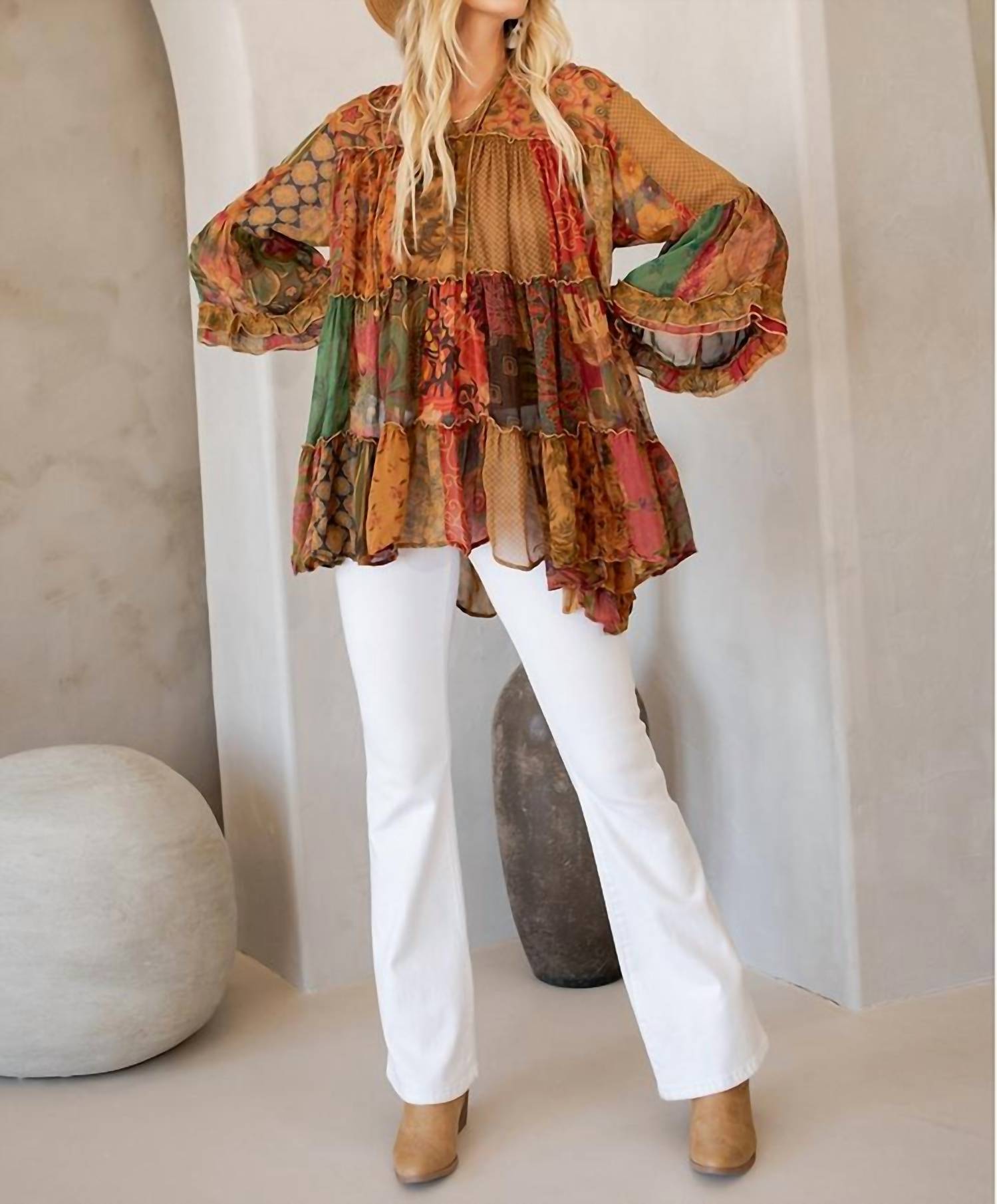 Young Threads - Overdyed Chinese Collar Jhabla Top